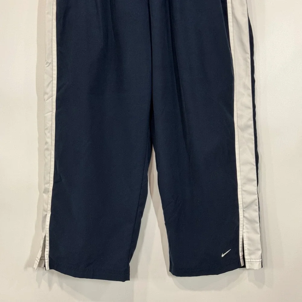 Nike Track Pants Boys XL Navy Blue White Swoosh Side Stripe Athletic Sporty Y2K